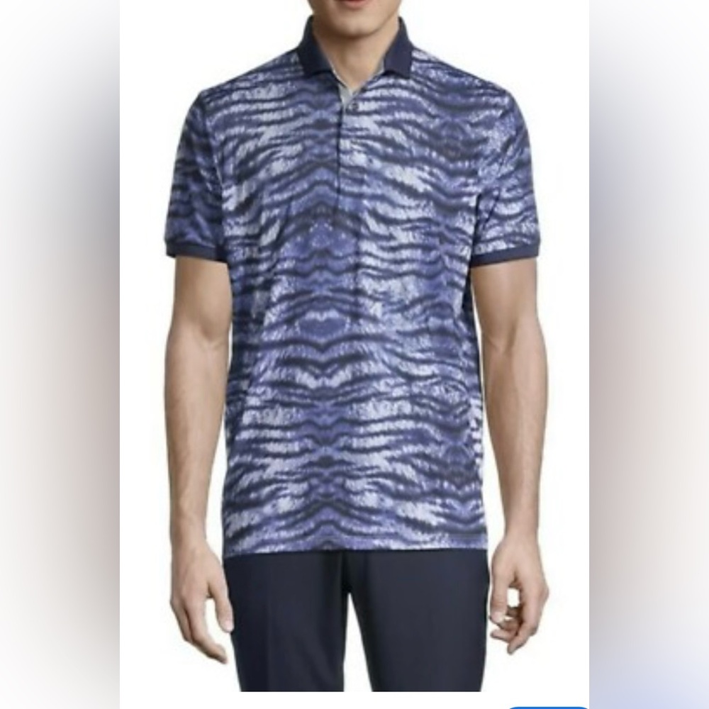 Greyson Tiger Fur Golf Polo Arctic Blue Medium Shirt Performance